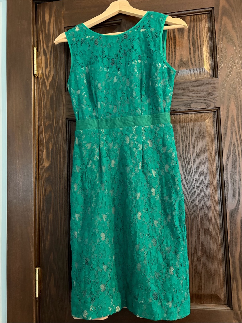BCBGMaxAzria Green Lace Sheath Dress
